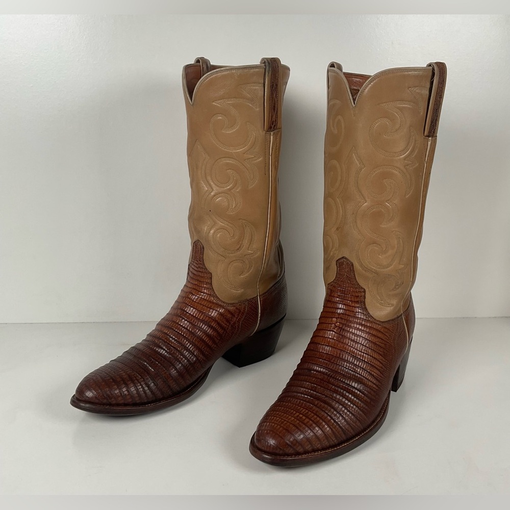 Vintage Lucchese San Antonio Cowboy Boots | Teju Lizard | Narrow | Men’s 9.5 B